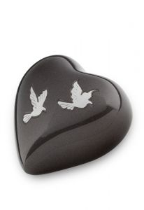 Mini-urne en laiton coeur avec oiseaux