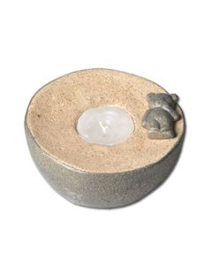 Petite Urne Funéraire grise en Céramique avec Bougeoir 'Nounours'